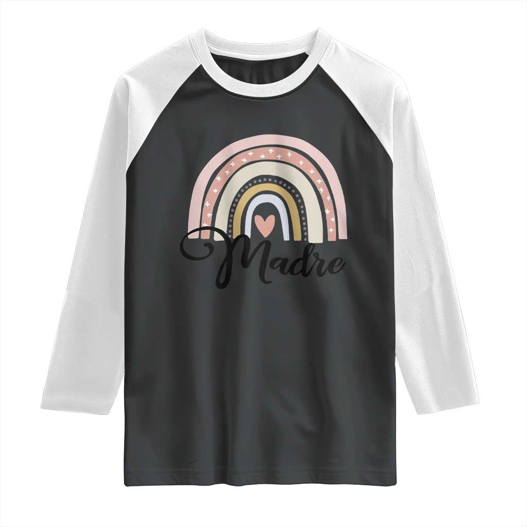 Funny Spanish Latina Mom Madre Raglan Shirt Cute Rainbow