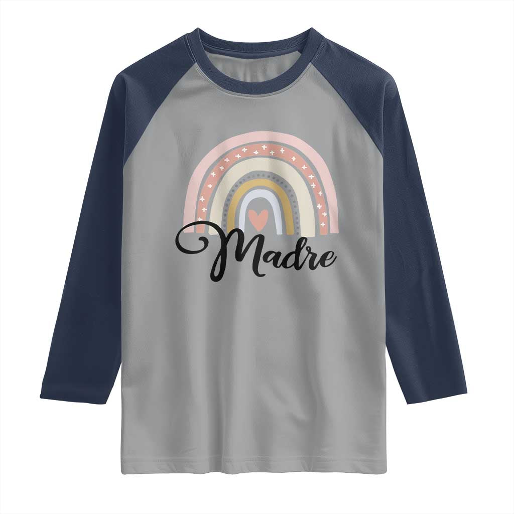 Funny Spanish Latina Mom Madre Raglan Shirt Cute Rainbow
