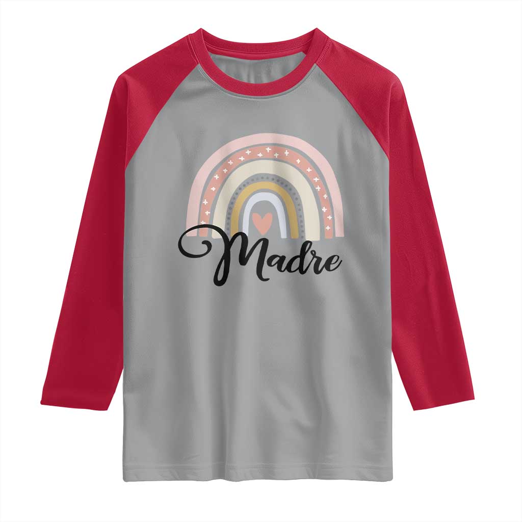 Funny Spanish Latina Mom Madre Raglan Shirt Cute Rainbow