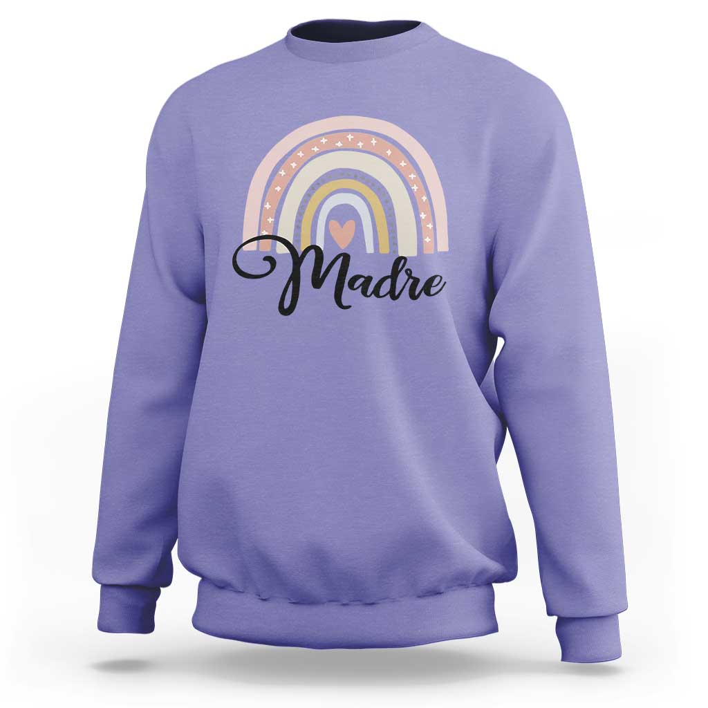 Funny Spanish Latina Mom Madre Sweatshirt Cute Rainbow