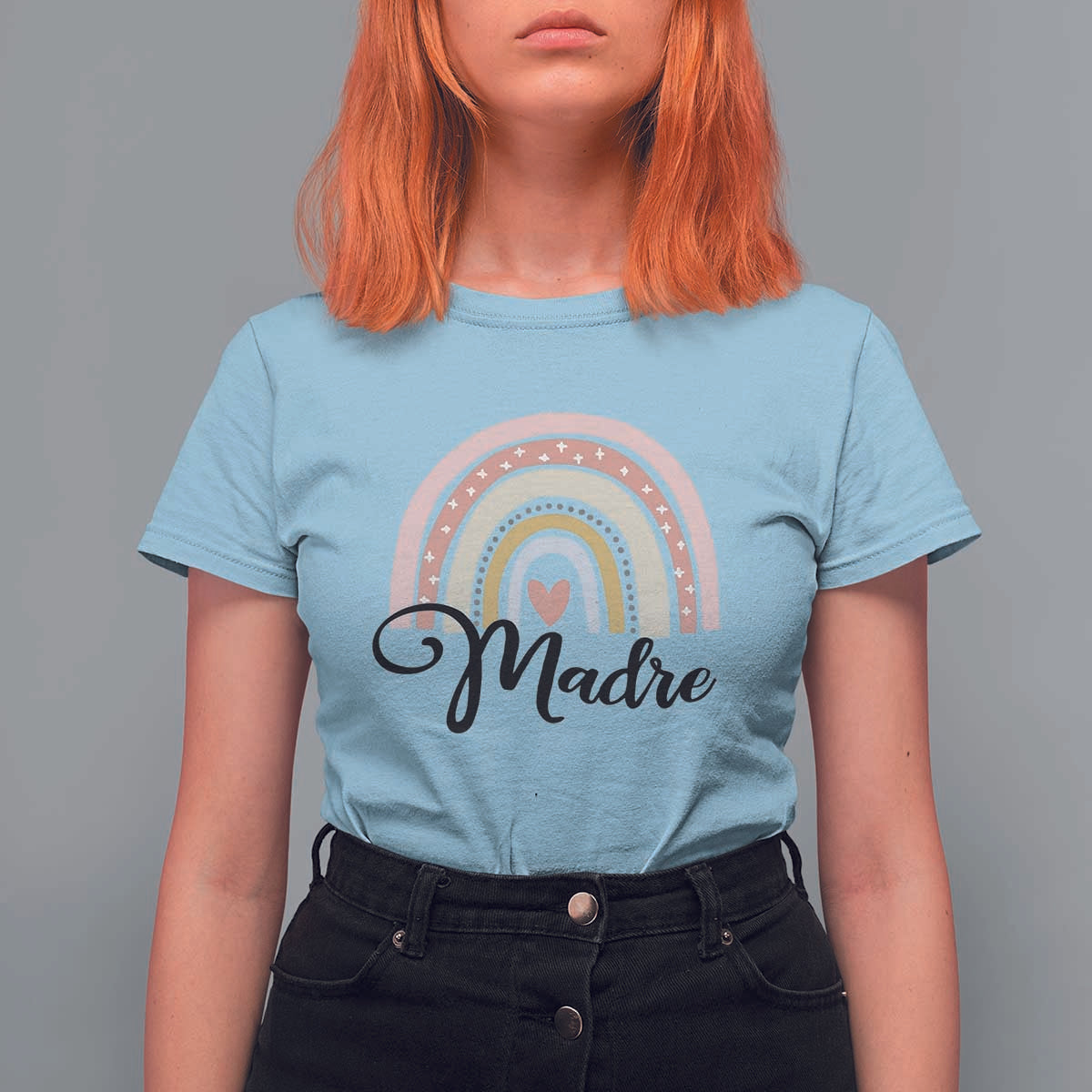 Funny Spanish Latina Mom Madre T Shirt For Women Cute Rainbow