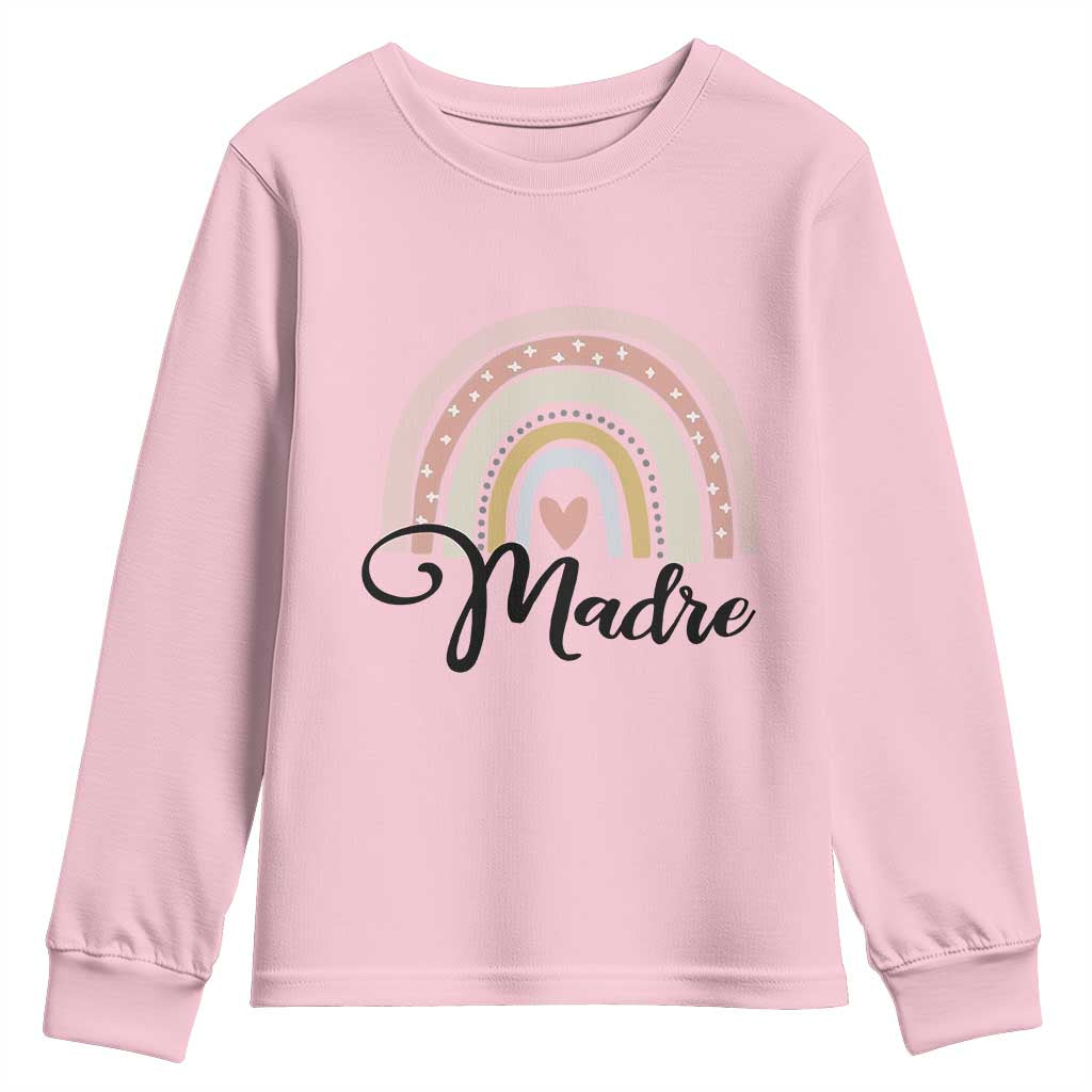 Funny Spanish Latina Mom Madre Youth Sweatshirt Cute Rainbow