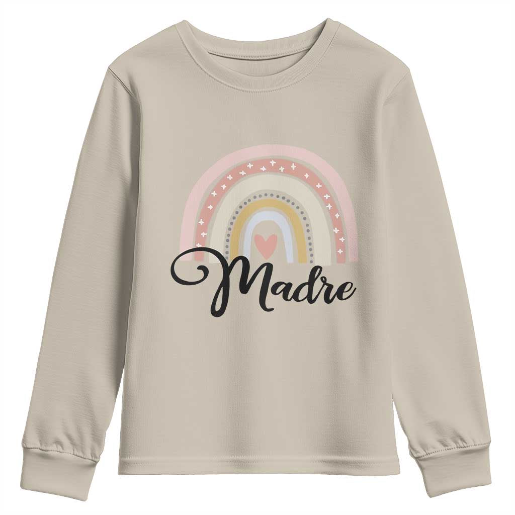 Funny Spanish Latina Mom Madre Youth Sweatshirt Cute Rainbow