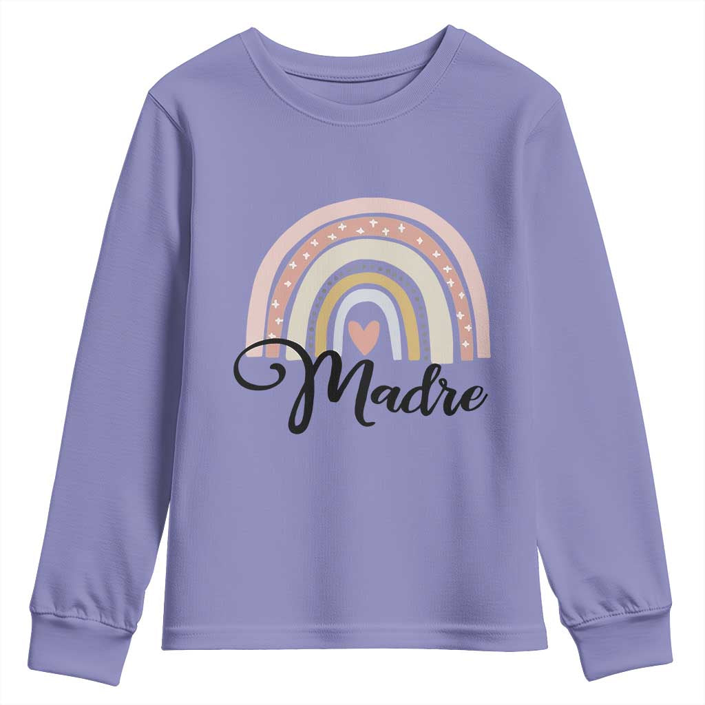 Funny Spanish Latina Mom Madre Youth Sweatshirt Cute Rainbow