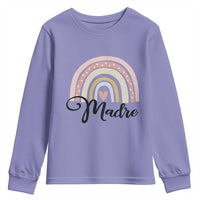Funny Spanish Latina Mom Madre Youth Sweatshirt Cute Rainbow