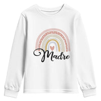 Funny Spanish Latina Mom Madre Youth Sweatshirt Cute Rainbow