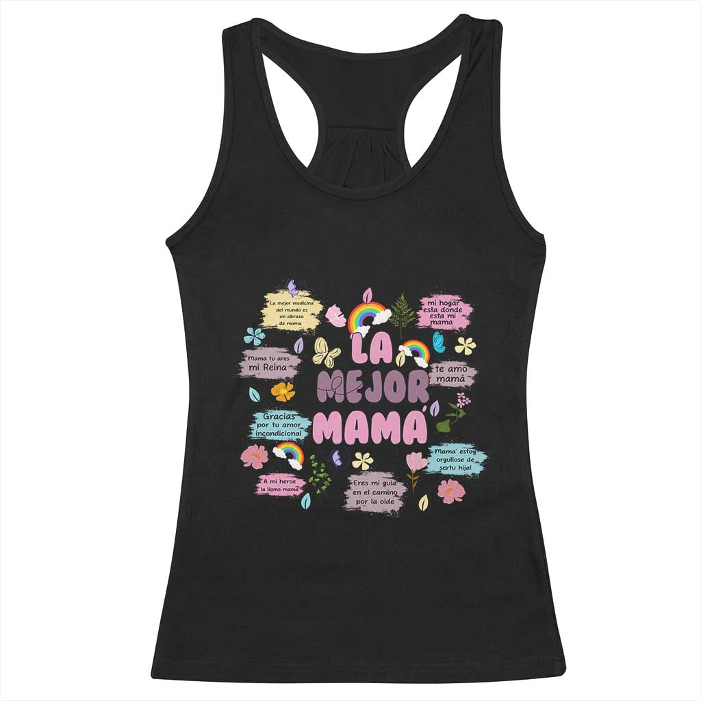 Funny La Mejor Mama Racerback Tank Top Spanish Latina Mother's Day