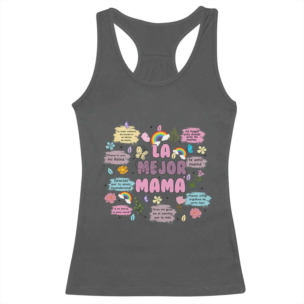 Funny La Mejor Mama Racerback Tank Top Spanish Latina Mother's Day