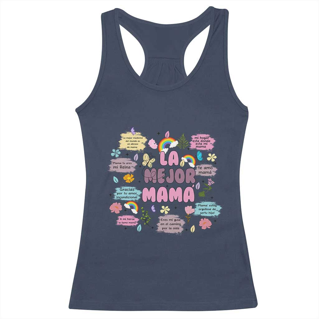 Funny La Mejor Mama Racerback Tank Top Spanish Latina Mother's Day
