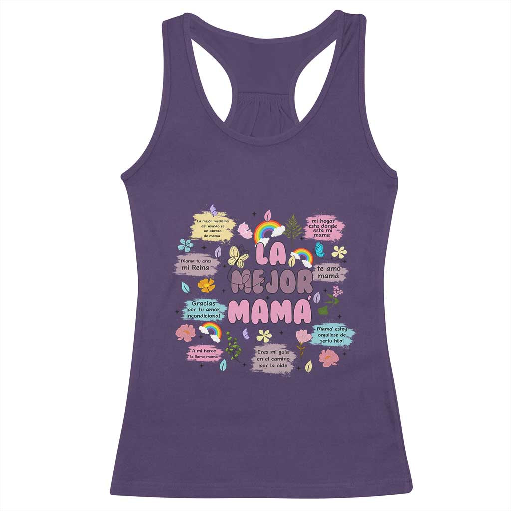Funny La Mejor Mama Racerback Tank Top Spanish Latina Mother's Day