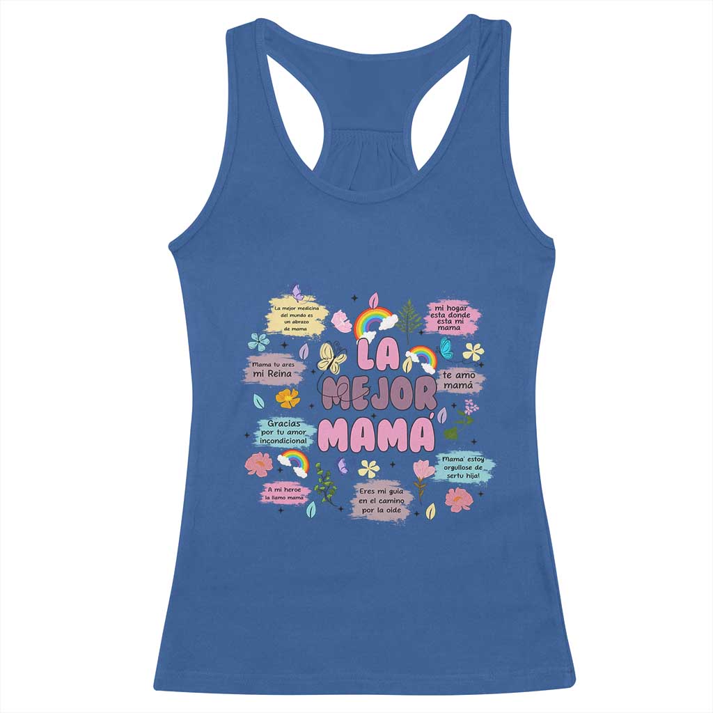 Funny La Mejor Mama Racerback Tank Top Spanish Latina Mother's Day