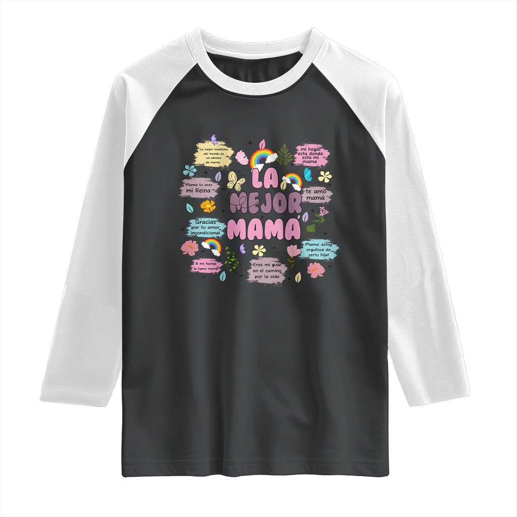 Funny La Mejor Mama Raglan Shirt Spanish Latina Mother's Day