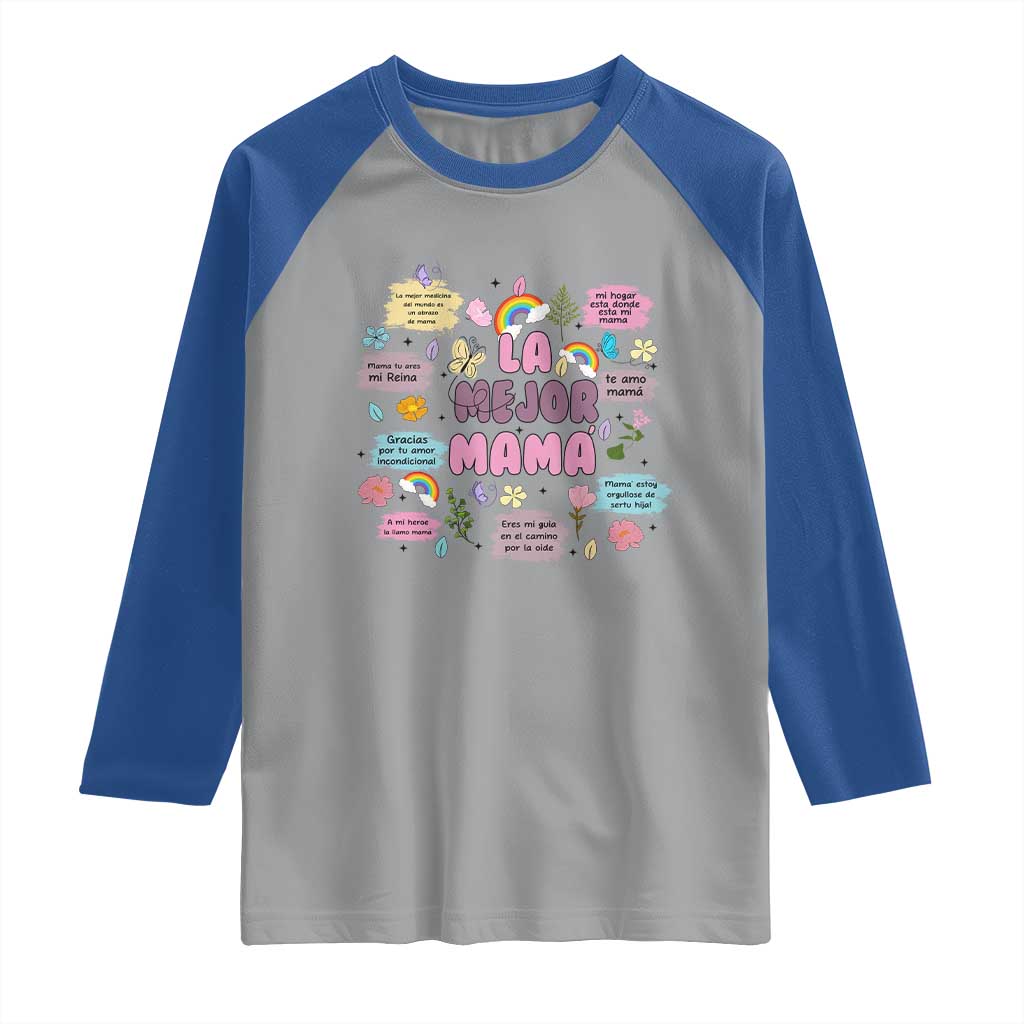Funny La Mejor Mama Raglan Shirt Spanish Latina Mother's Day