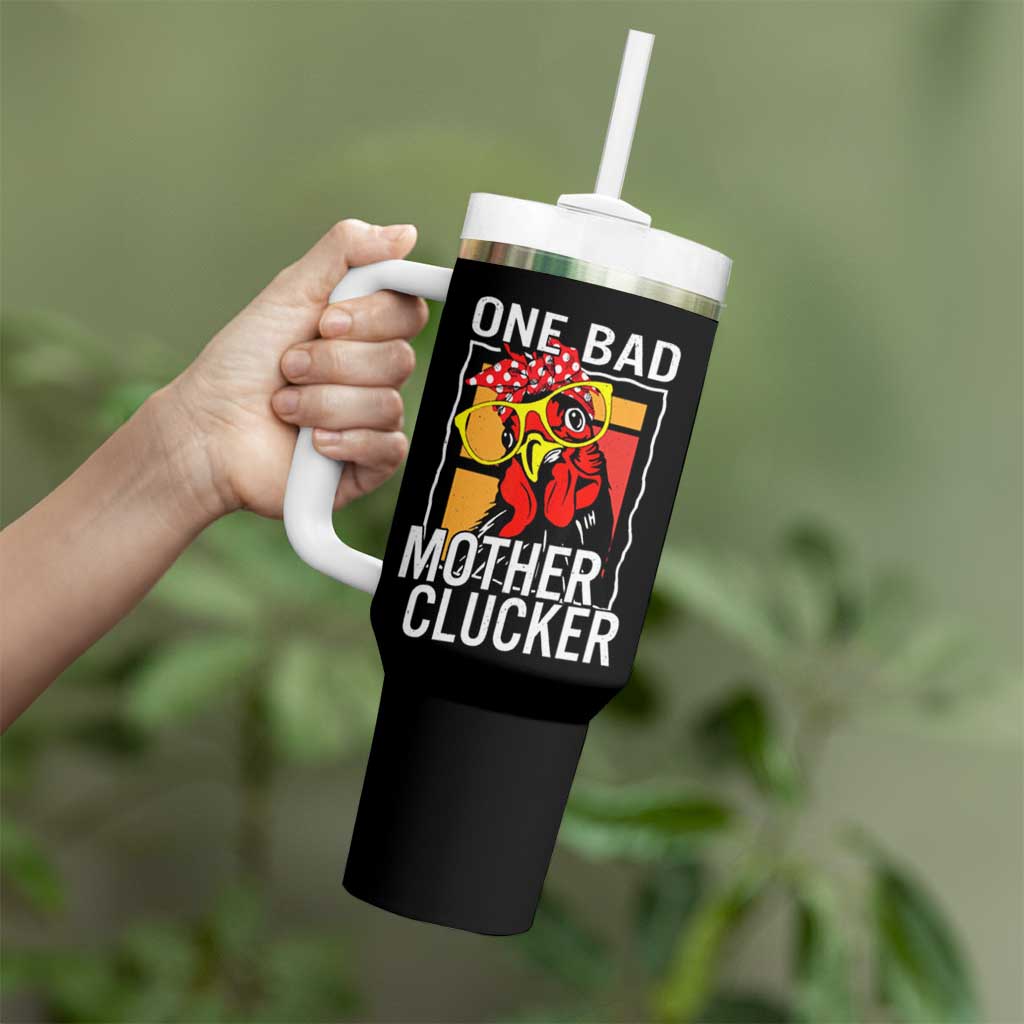 Funny One Bad Mother Clucker Tumbler With Handle Chicken Hen Mother's Day
