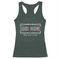 Funny Good Moms Say Bad Words Racerback Tank Top Mother's Day Leopard Heart