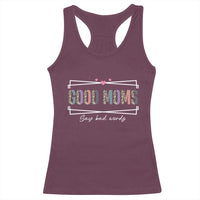 Funny Good Moms Say Bad Words Racerback Tank Top Mother's Day Leopard Heart