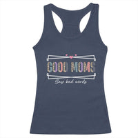 Funny Good Moms Say Bad Words Racerback Tank Top Mother's Day Leopard Heart