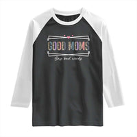 Funny Good Moms Say Bad Words Raglan Shirt Mother's Day Leopard Heart