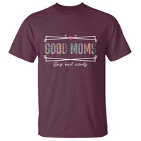 Funny Good Moms Say Bad Words T Shirt Mother's Day Leopard Heart