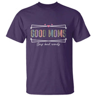 Funny Good Moms Say Bad Words T Shirt Mother's Day Leopard Heart