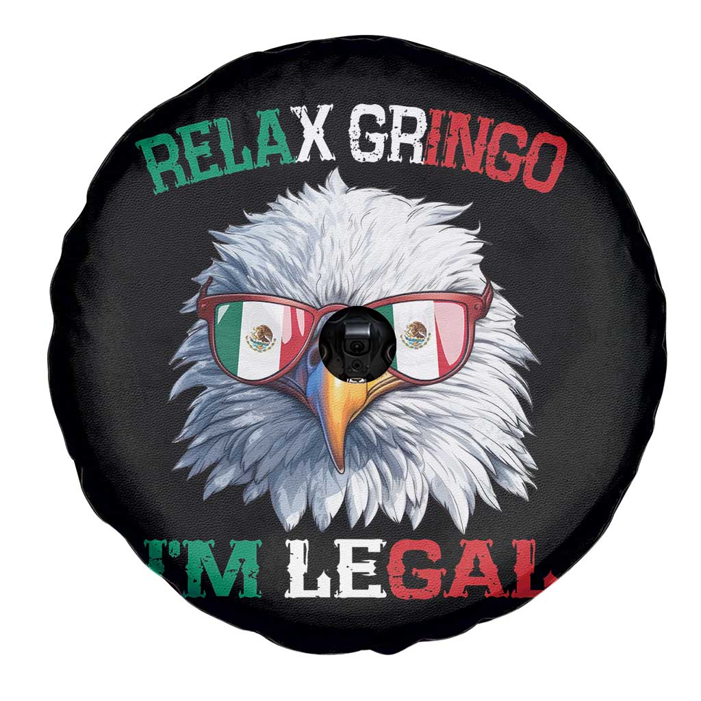 Funny Relax Gringo I'm Legal Spare Tire Cover Cinco De Mayo Mexican Immigrant Bald Eagle