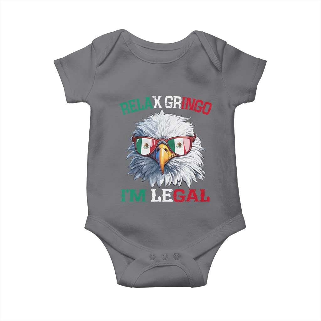 Funny Relax Gringo I'm Legal Baby Onesie Cinco De Mayo Mexican Immigrant Bald Eagle