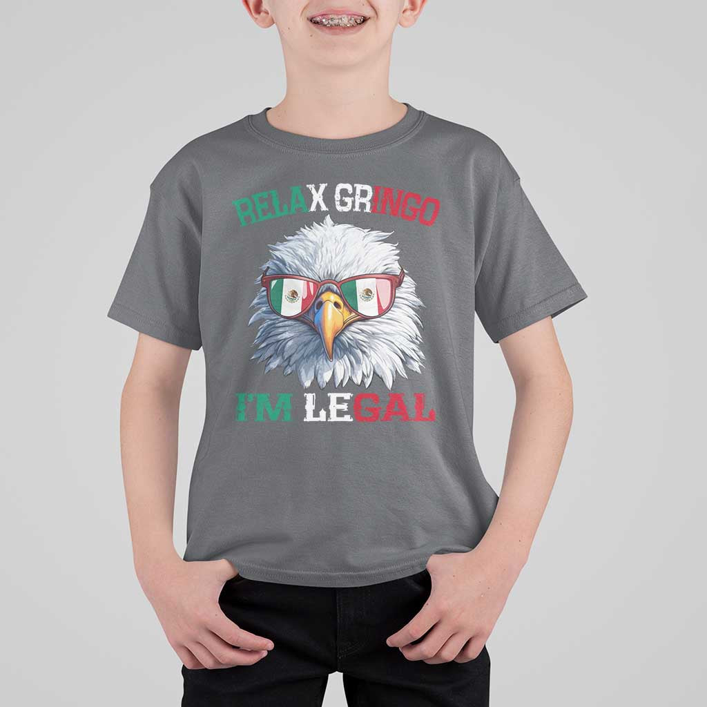 Funny Relax Gringo I'm Legal T Shirt For Kid Cinco De Mayo Mexican Immigrant Bald Eagle