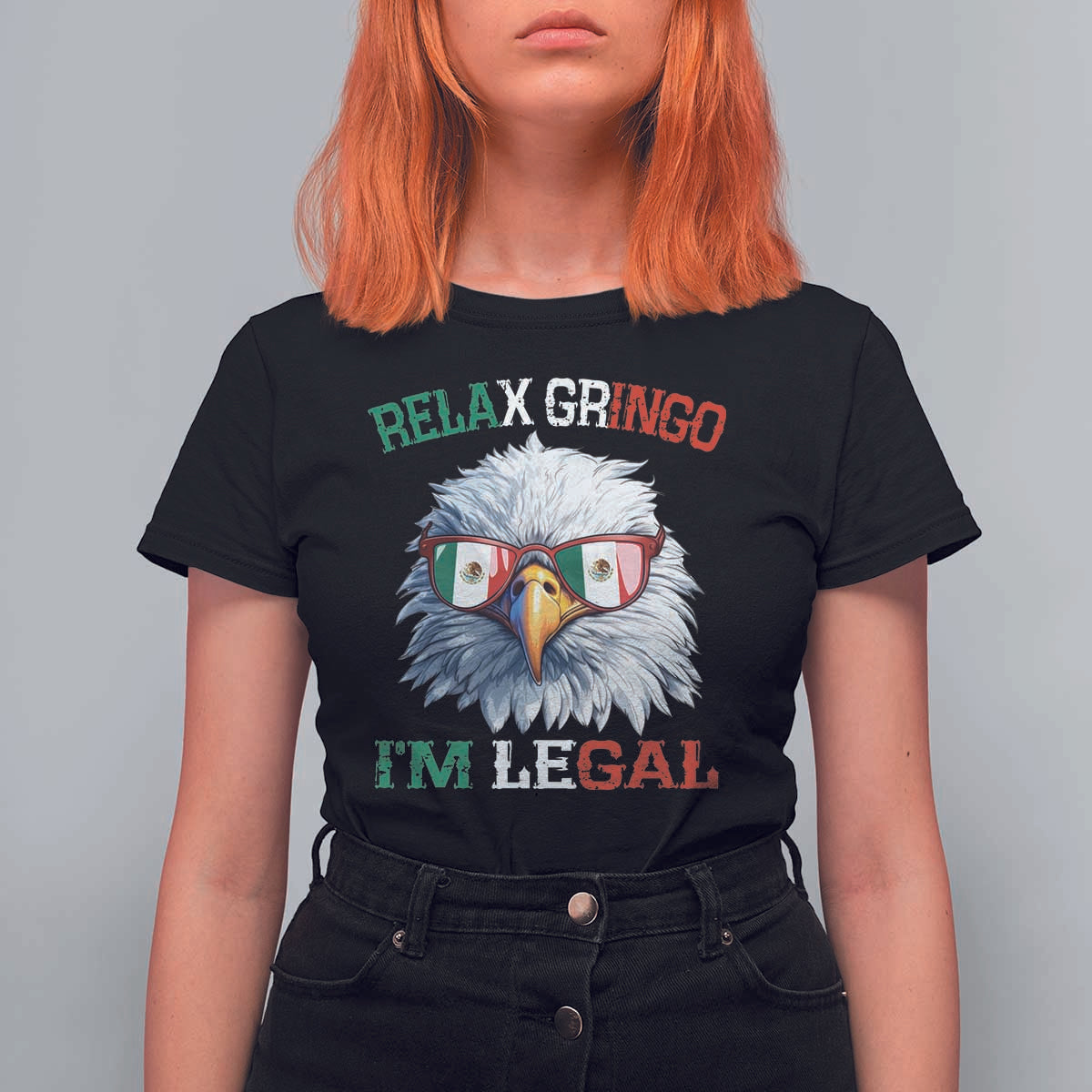 Funny Relax Gringo I'm Legal T Shirt For Women Cinco De Mayo Mexican Immigrant Bald Eagle