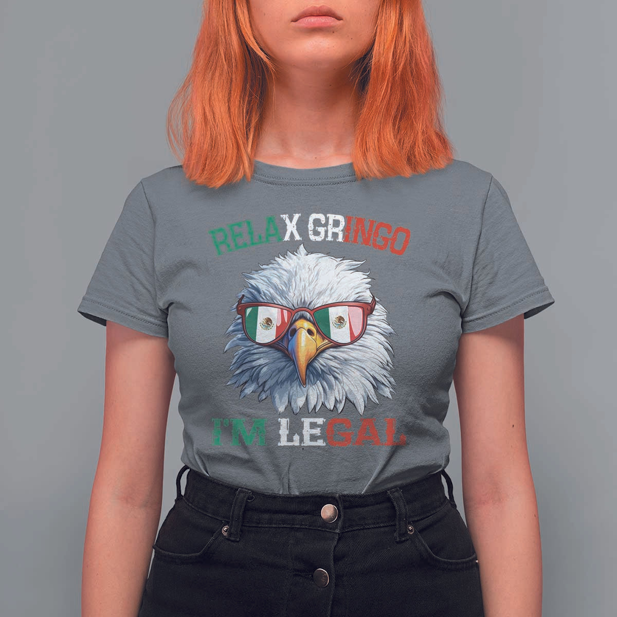 Funny Relax Gringo I'm Legal T Shirt For Women Cinco De Mayo Mexican Immigrant Bald Eagle