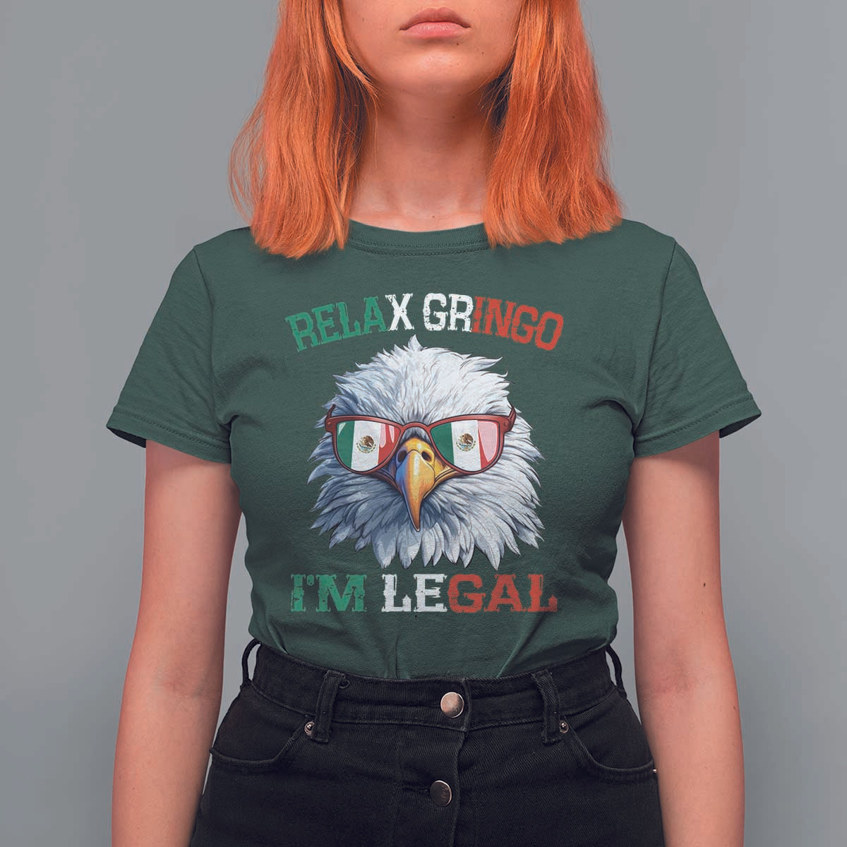 Funny Relax Gringo I'm Legal T Shirt For Women Cinco De Mayo Mexican Immigrant Bald Eagle
