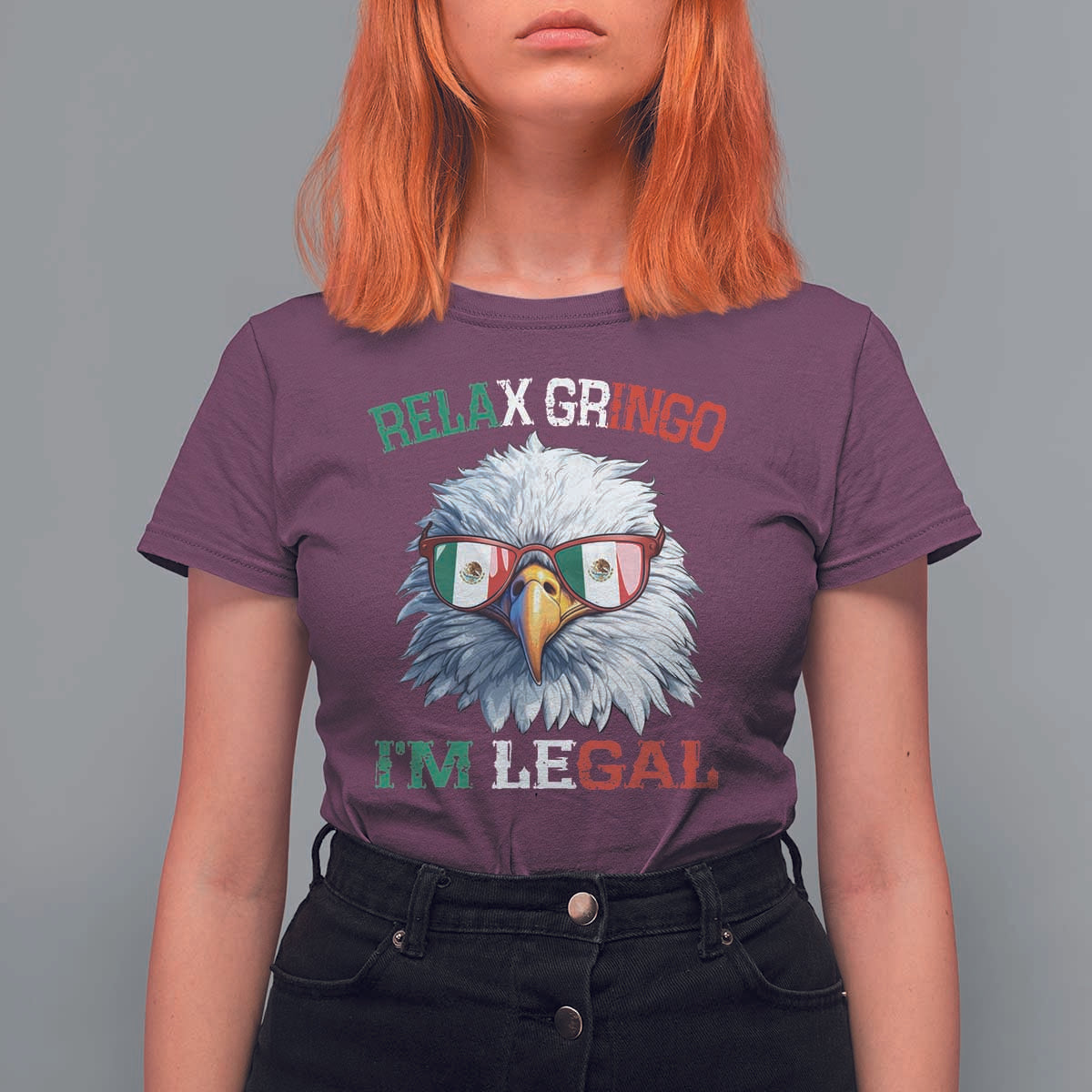 Funny Relax Gringo I'm Legal T Shirt For Women Cinco De Mayo Mexican Immigrant Bald Eagle