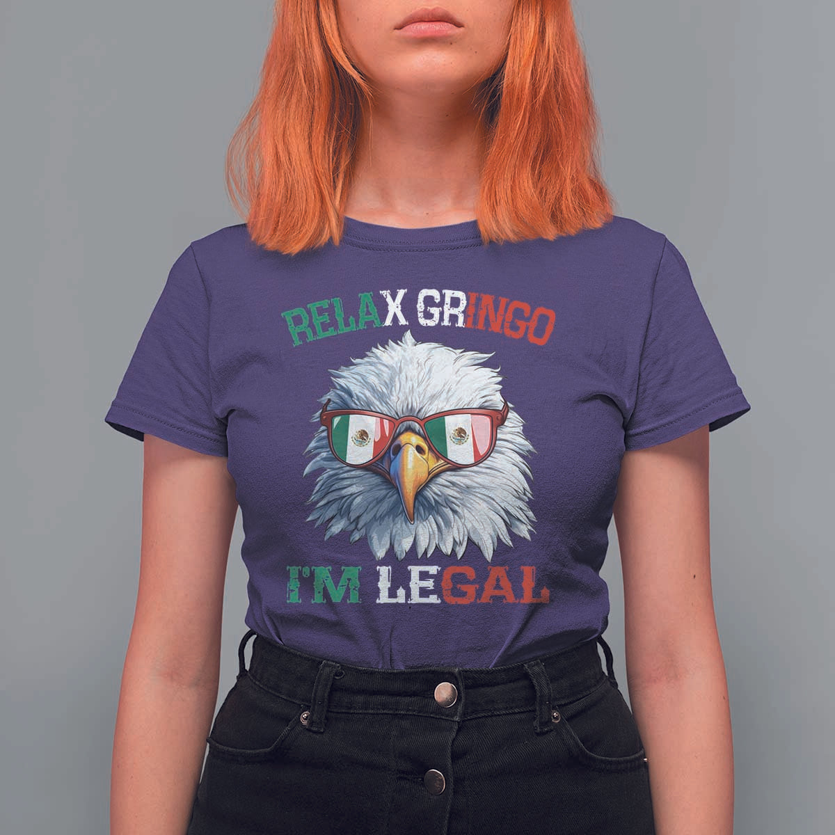 Funny Relax Gringo I'm Legal T Shirt For Women Cinco De Mayo Mexican Immigrant Bald Eagle