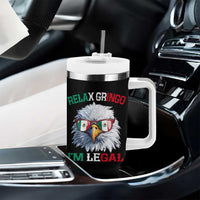 Funny Relax Gringo Im Legal Tumbler With Handle Cinco De Mayo Mexican Immigrant Bald Eagle