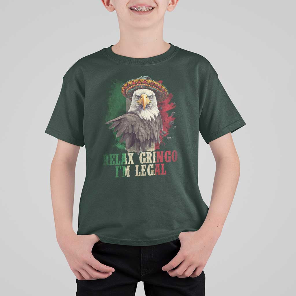 Funny Relax Gringo I'm Legal T Shirt For Kid Cinco De Mayo Mexican Immigrant Eagle