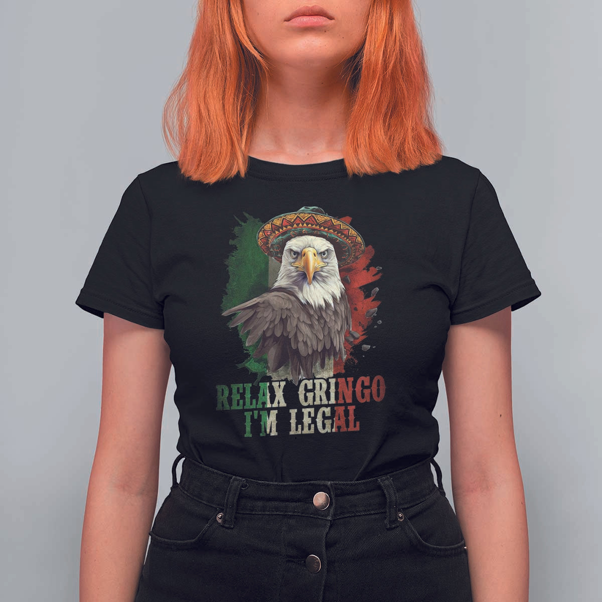 Funny Relax Gringo I'm Legal T Shirt For Women Cinco De Mayo Mexican Immigrant Eagle