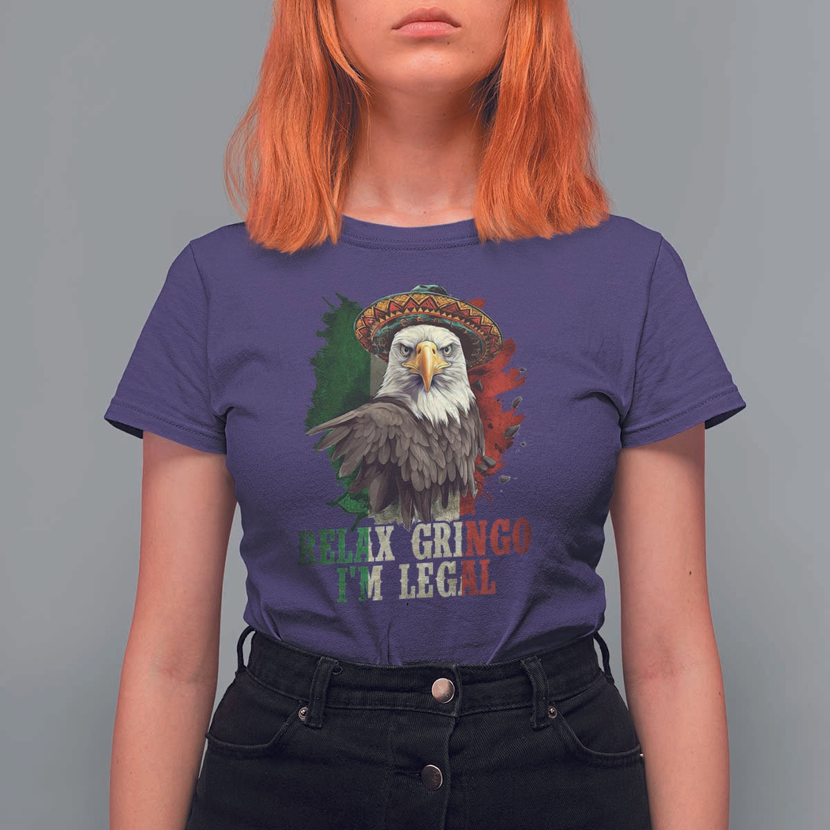 Funny Relax Gringo I'm Legal T Shirt For Women Cinco De Mayo Mexican Immigrant Eagle