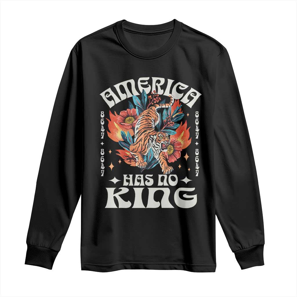 Funny America Has No King 8647 Long Sleeve Shirt Vintage Boho Orange Tiger