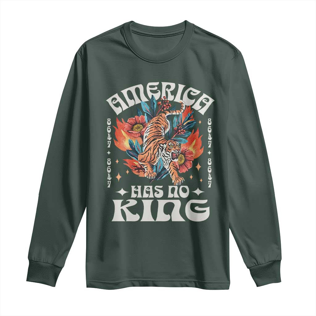 Funny America Has No King 8647 Long Sleeve Shirt Vintage Boho Orange Tiger
