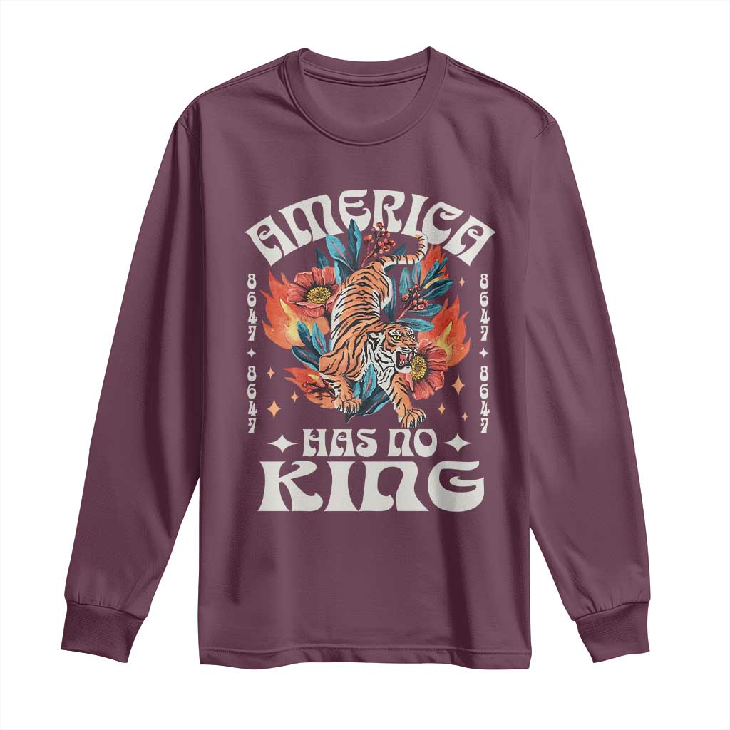 Funny America Has No King 8647 Long Sleeve Shirt Vintage Boho Orange Tiger