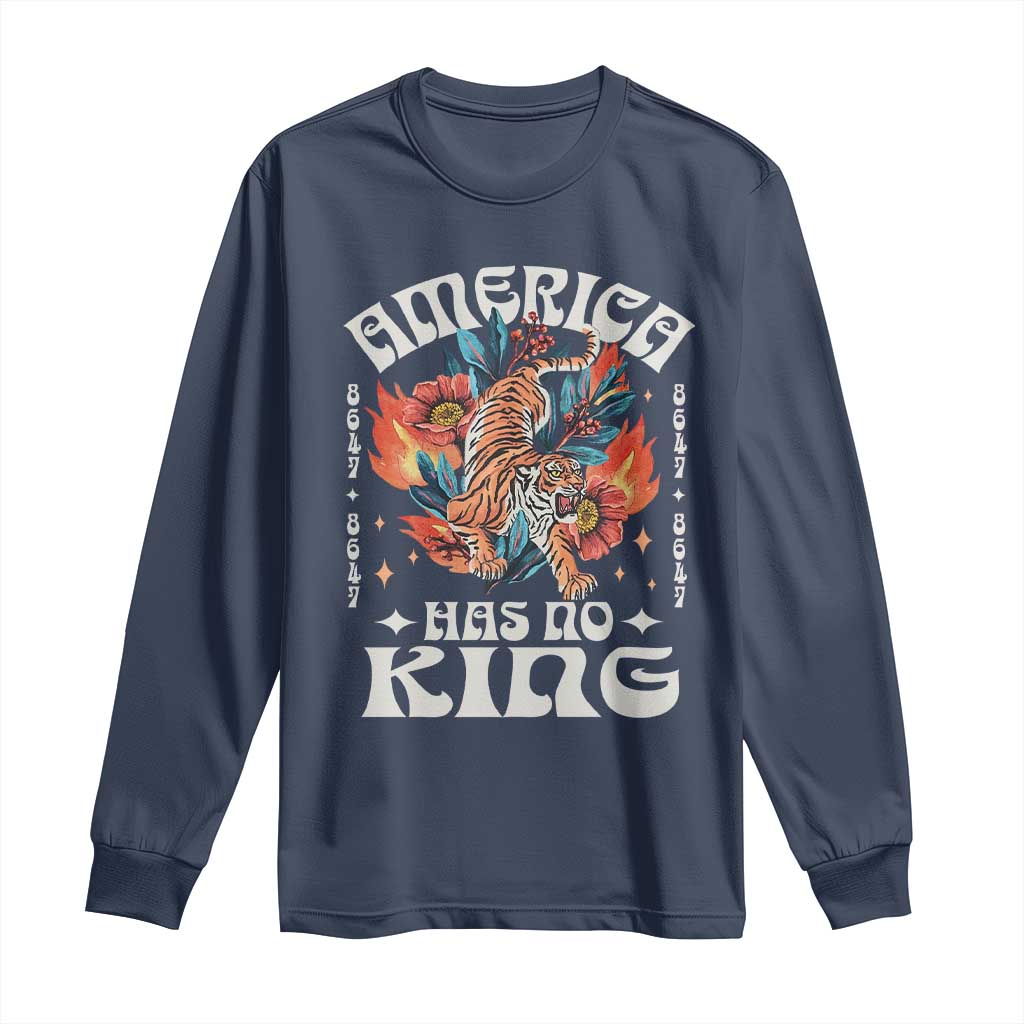 Funny America Has No King 8647 Long Sleeve Shirt Vintage Boho Orange Tiger