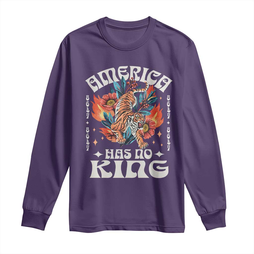 Funny America Has No King 8647 Long Sleeve Shirt Vintage Boho Orange Tiger