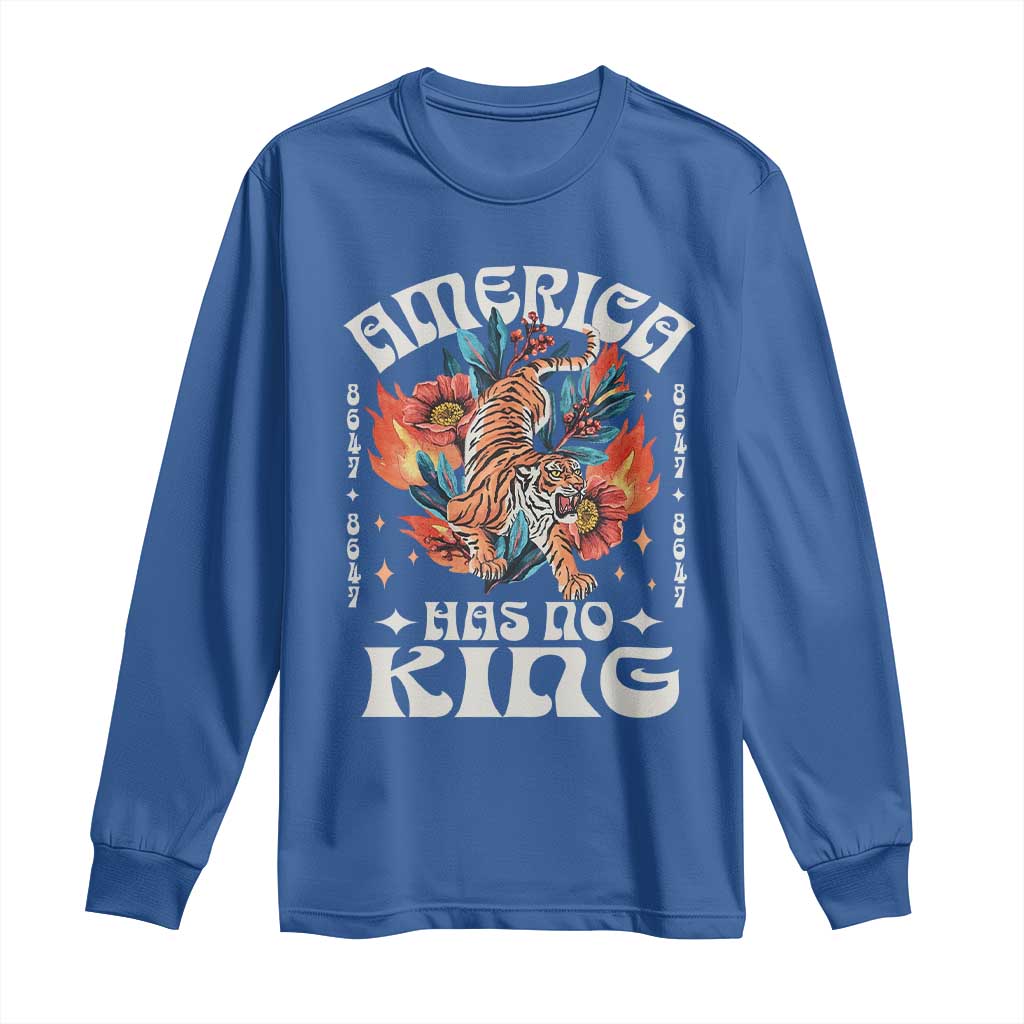 Funny America Has No King 8647 Long Sleeve Shirt Vintage Boho Orange Tiger