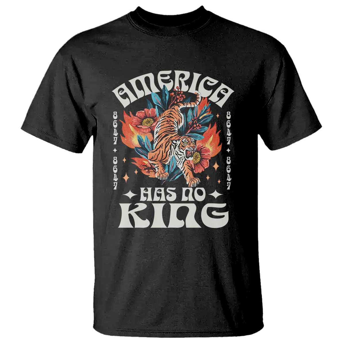 Funny America Has No King 8647 T Shirt Vintage Boho Orange Tiger