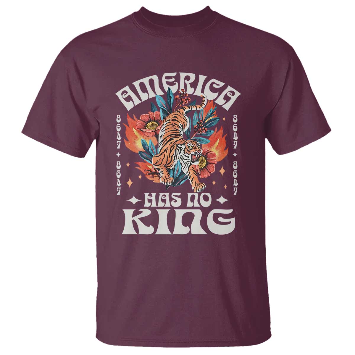 Funny America Has No King 8647 T Shirt Vintage Boho Orange Tiger