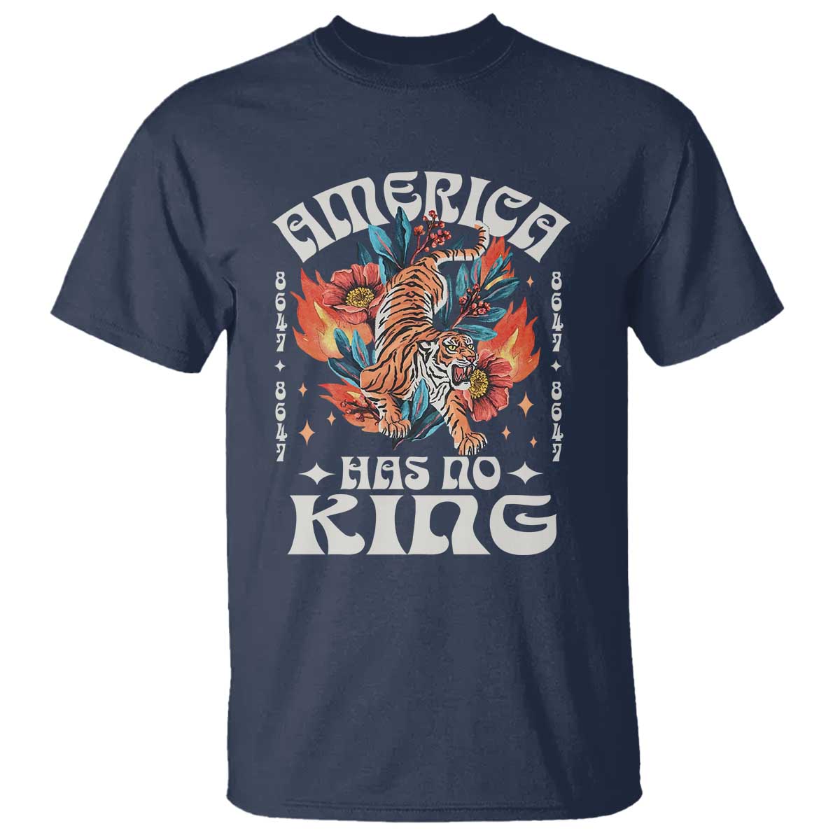 Funny America Has No King 8647 T Shirt Vintage Boho Orange Tiger