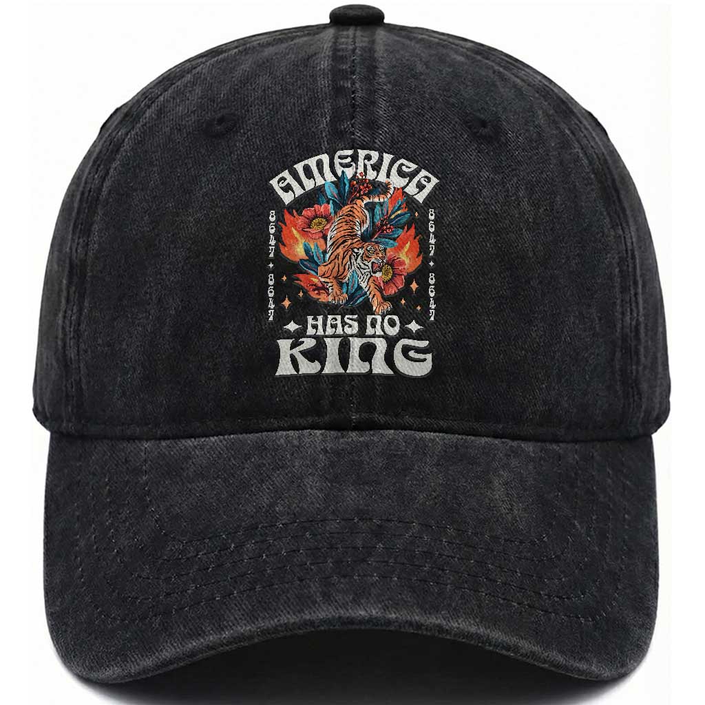 Funny America Has No King 8647 Washed Cotton Baseball Cap Vintage Boho Orange Tiger