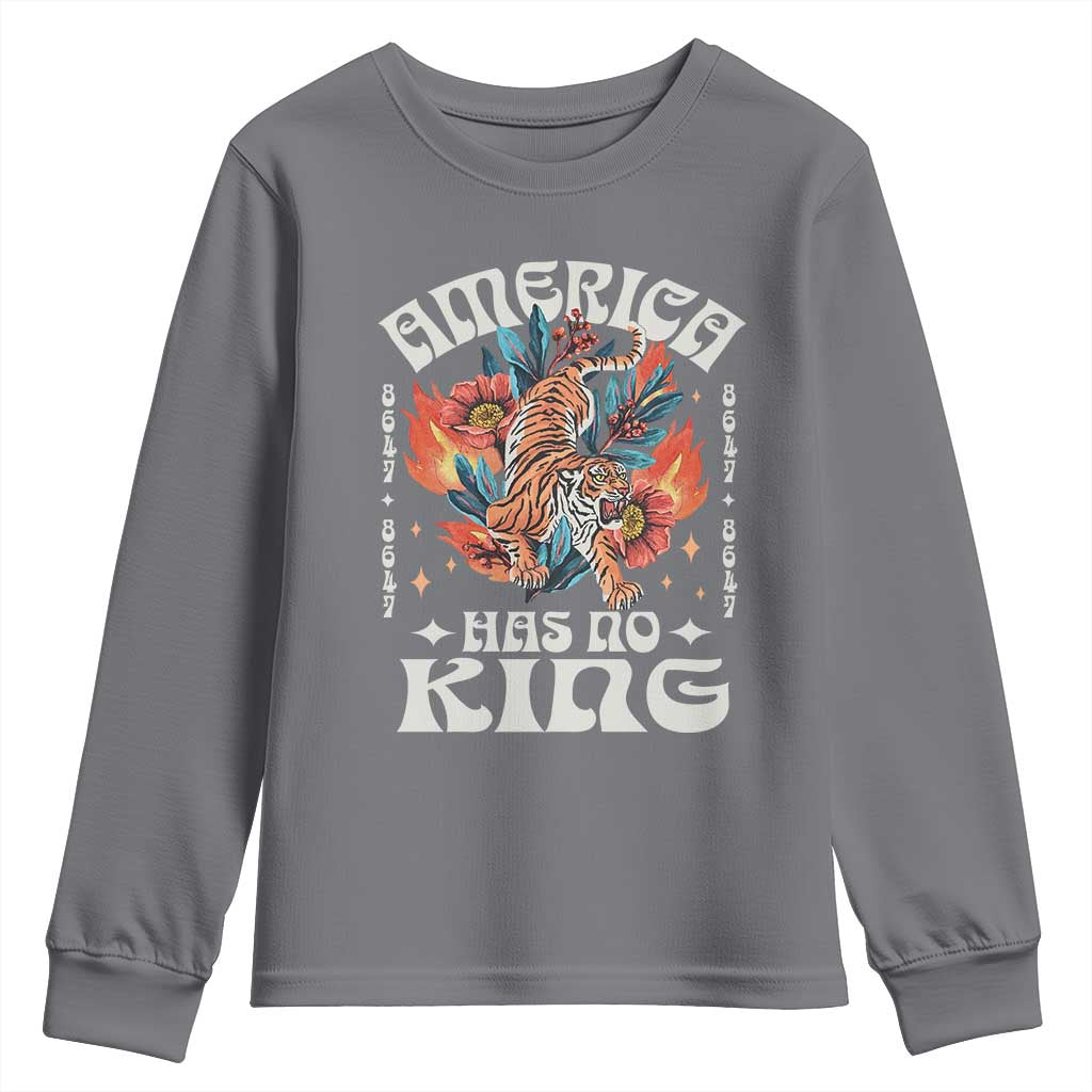 Funny America Has No King 8647 Youth Sweatshirt Vintage Boho Orange Tiger