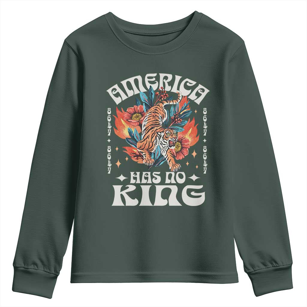 Funny America Has No King 8647 Youth Sweatshirt Vintage Boho Orange Tiger