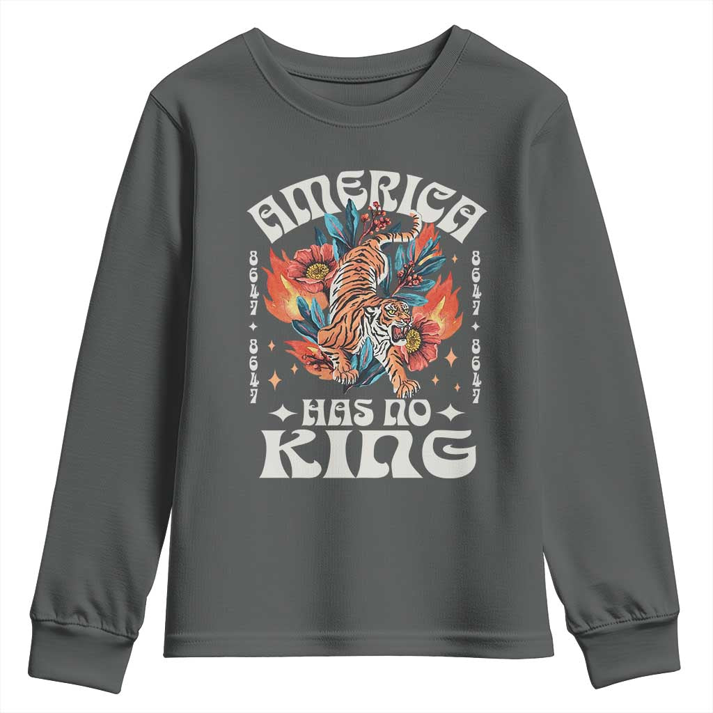 Funny America Has No King 8647 Youth Sweatshirt Vintage Boho Orange Tiger