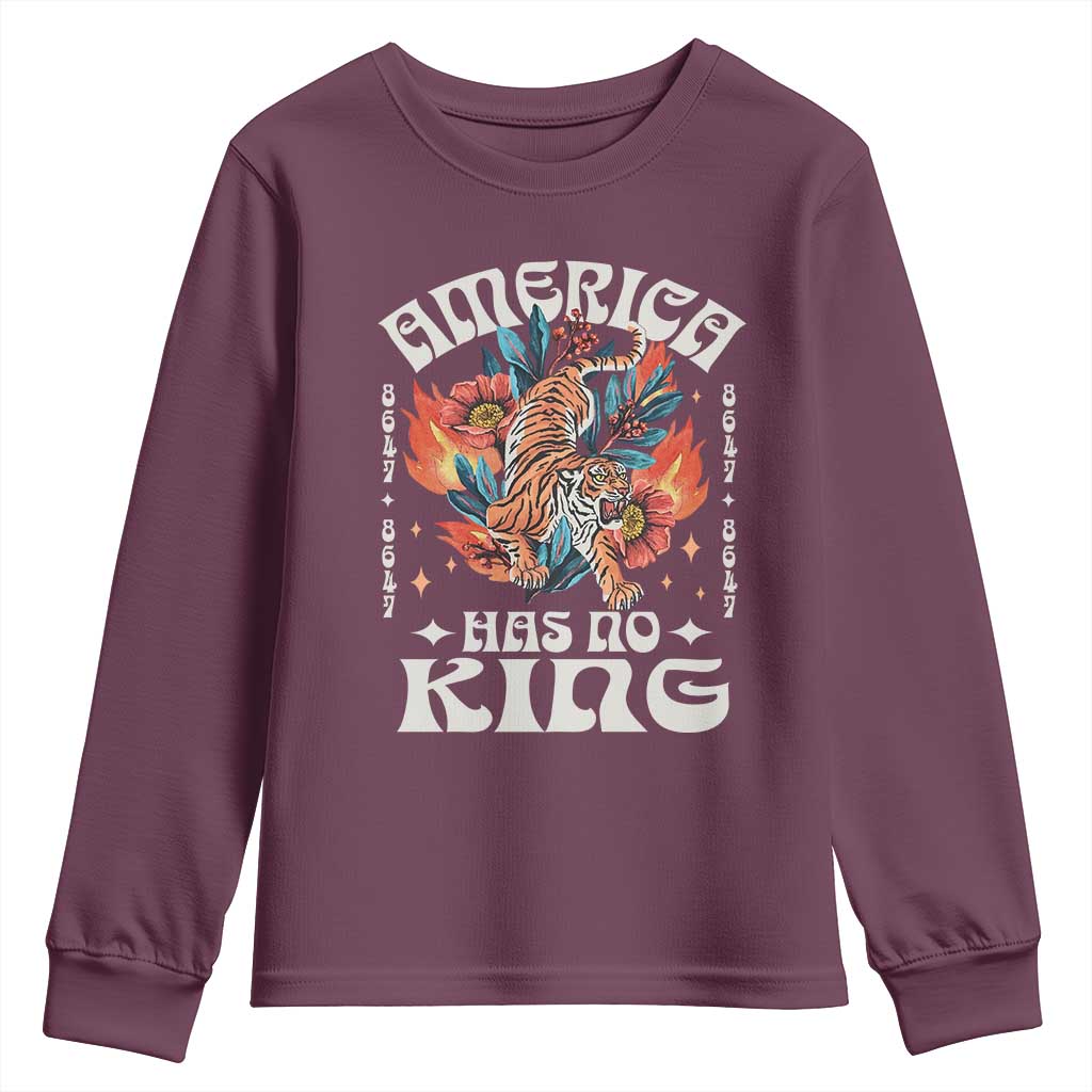 Funny America Has No King 8647 Youth Sweatshirt Vintage Boho Orange Tiger